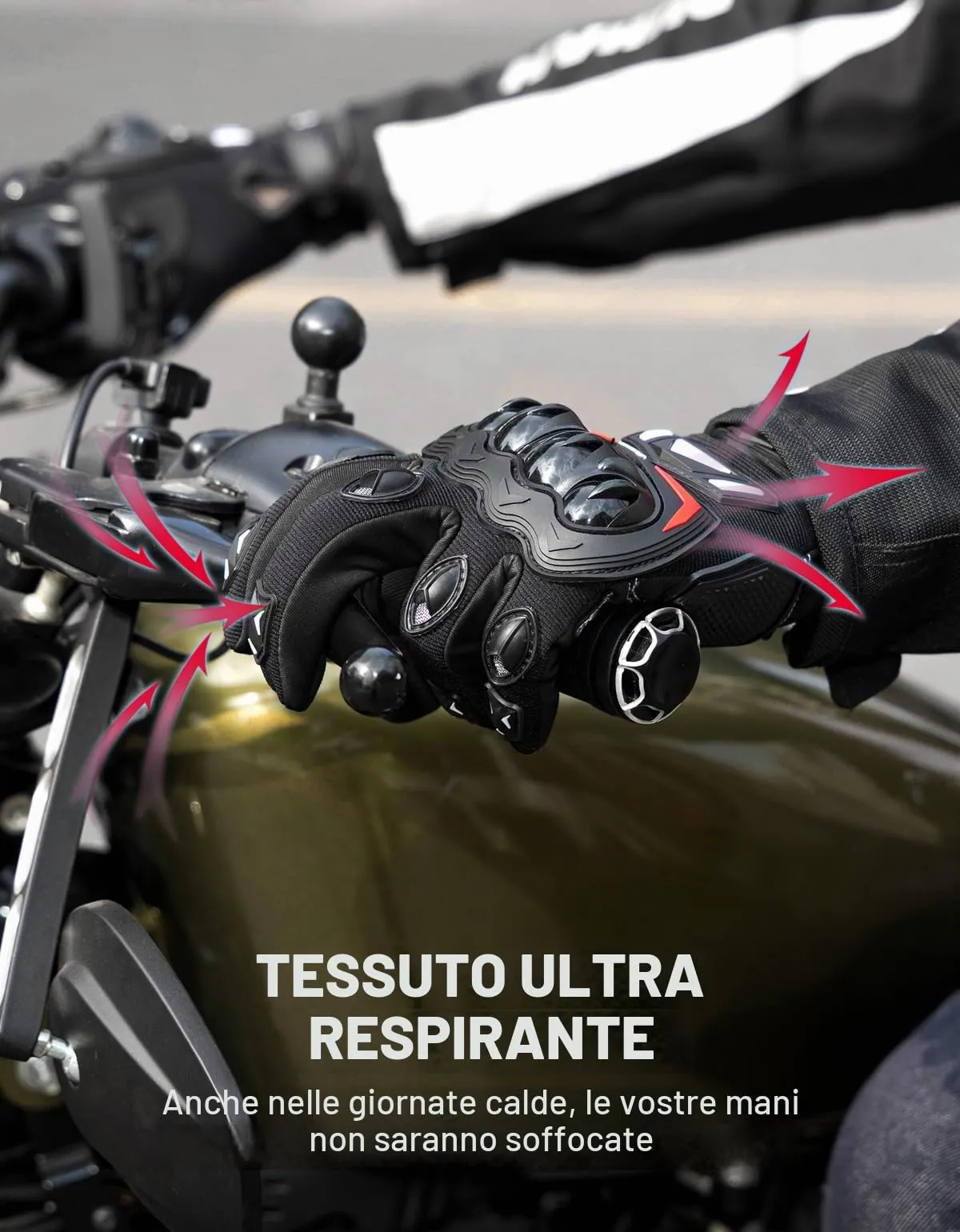 KEMIMOTO Guanti Moto Estivi Touchscreen con Paranocche Rigide per Uomo e Donna - immagine 4