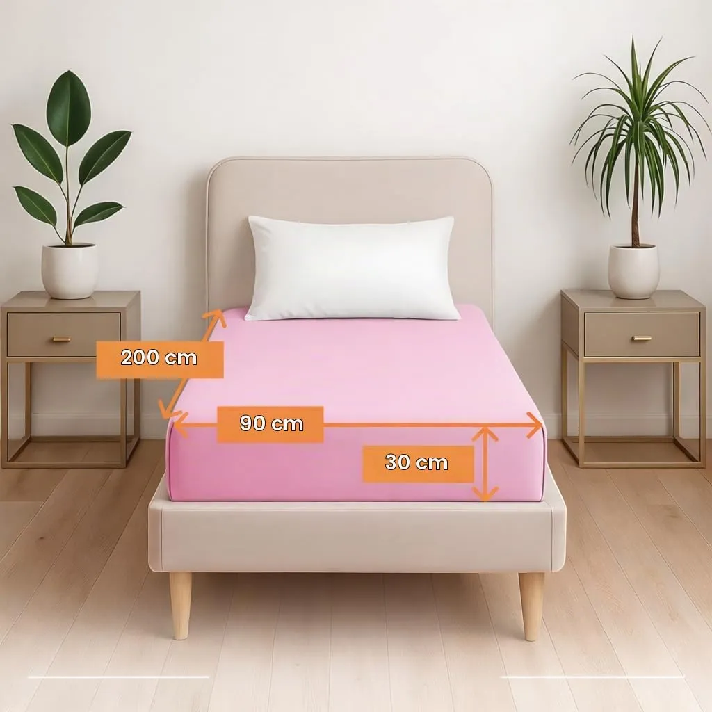 VISION Lenzuolo con angoli in cotone, 90 x 200 cm, confezione da 2, rosa - immagine 2