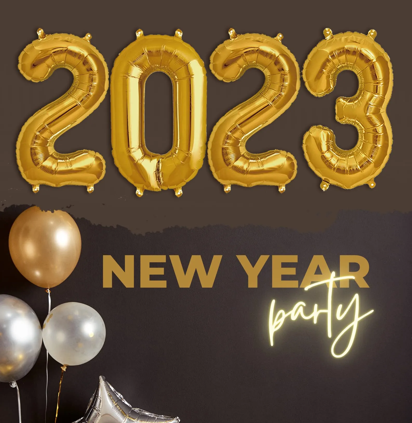 FUNXGO Set Palloncini 2023 Oro - 100 & 38 cm - immagine 5