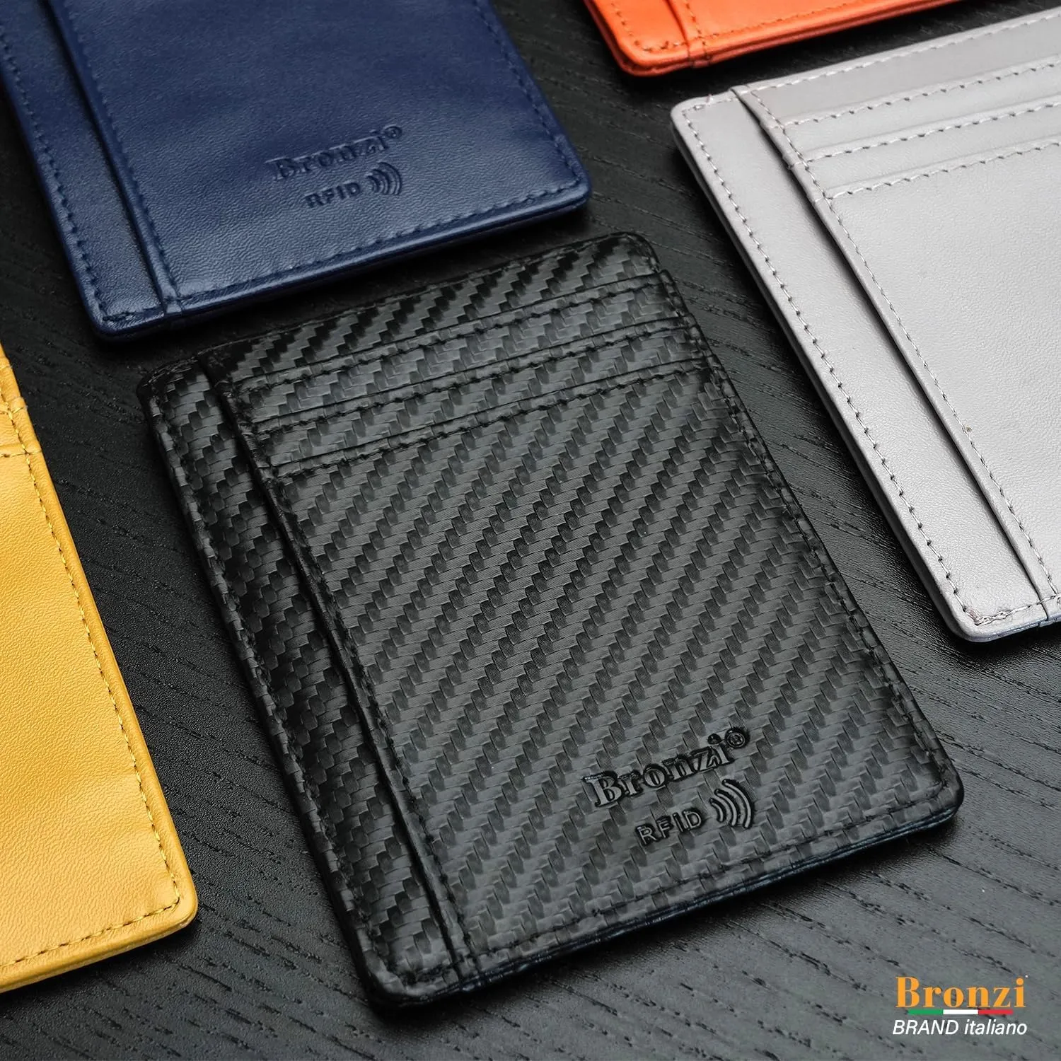Bronzi Portafoglio Uomo Slim Portacarte con Protezione RFID e Portamonete - immagine 8
