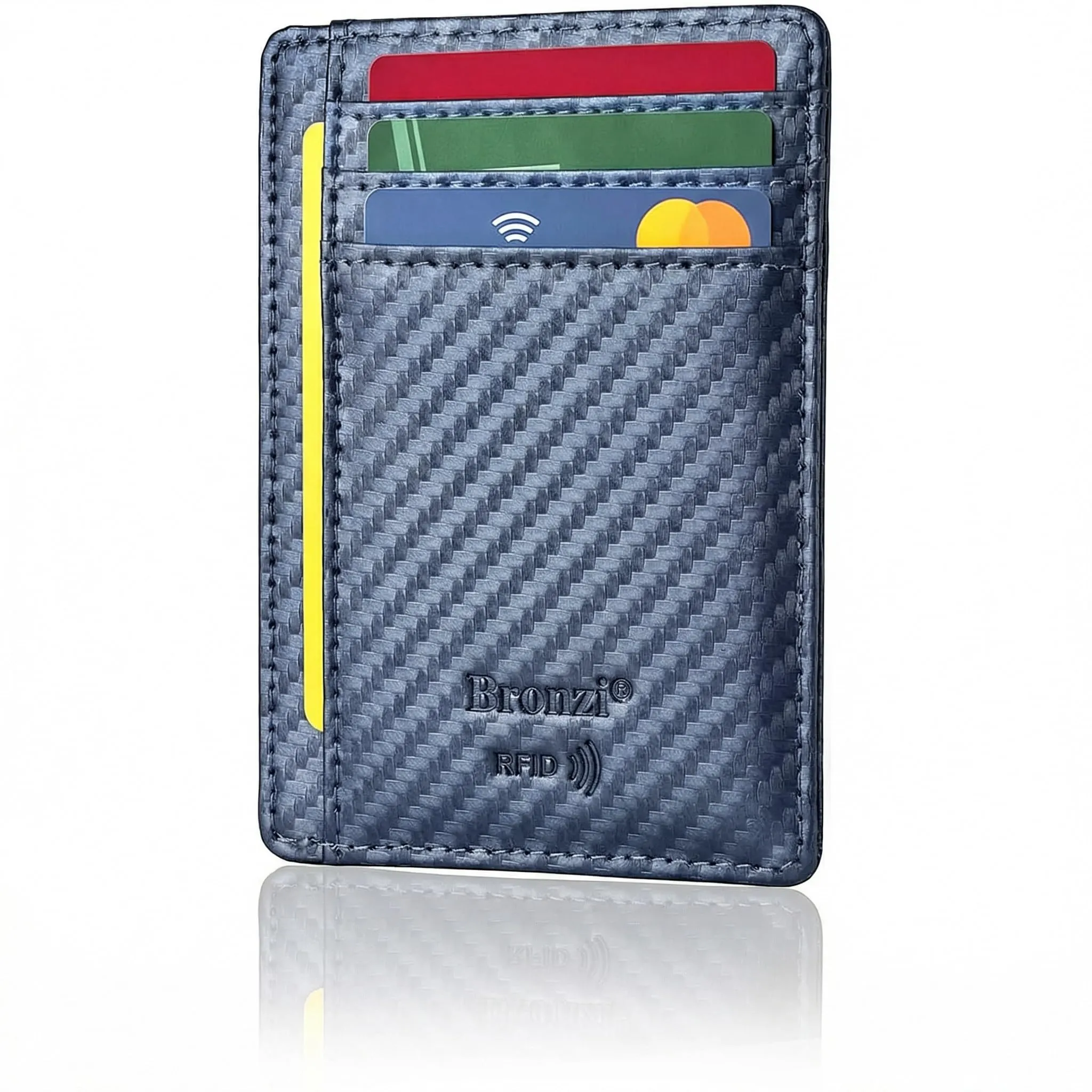 Bronzi Portafoglio Uomo Slim Piccolo Portacarte con Protezione RFID e Portamonete - immagine 1