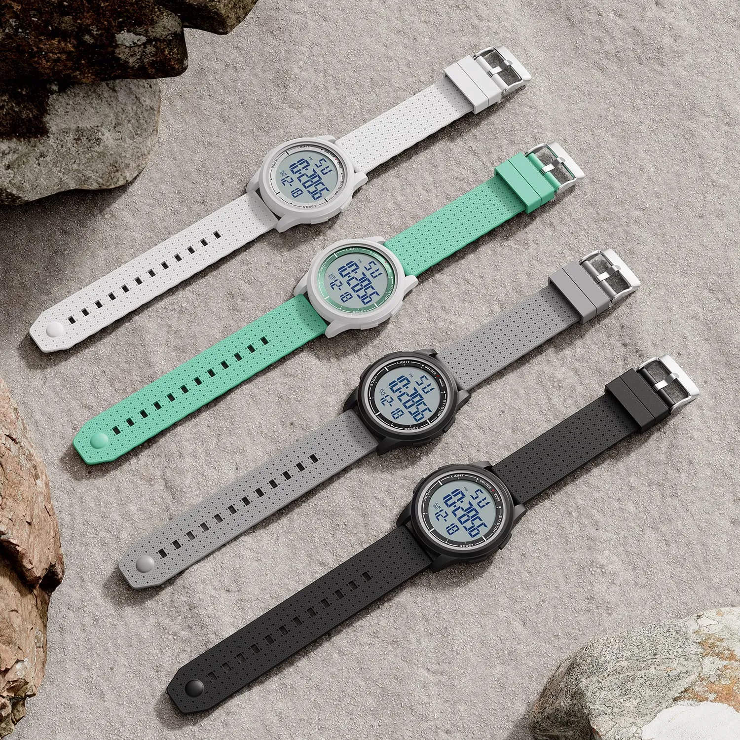 GOLDEN HOUR GH-1313 Orologio Digitale Ultra-Sottile Sport Impermeabile con Cinturino in Gomma - immagine 6