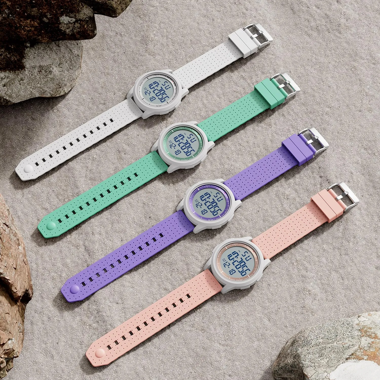 Golden Hour GH-1313 Orologio Digitale Ultra-Sottile Minimalista Sport Impermeabile con Cinturino in Gomma - immagine 6