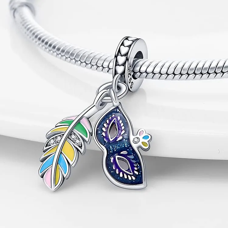 TINSLO Bead Charm in Argento Sterling 925 con Cubic Zirconia per Braccialetti e Collane Pandora e Europei - immagine 2