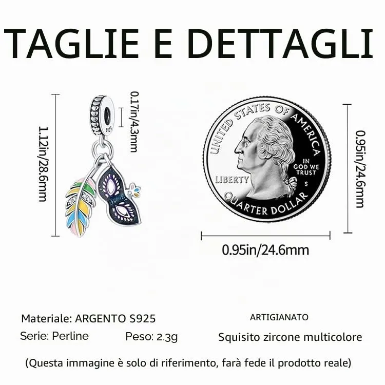 TINSLO Bead Charm in Argento Sterling 925 con Cubic Zirconia per Braccialetti e Collane Pandora e Europei - immagine 5