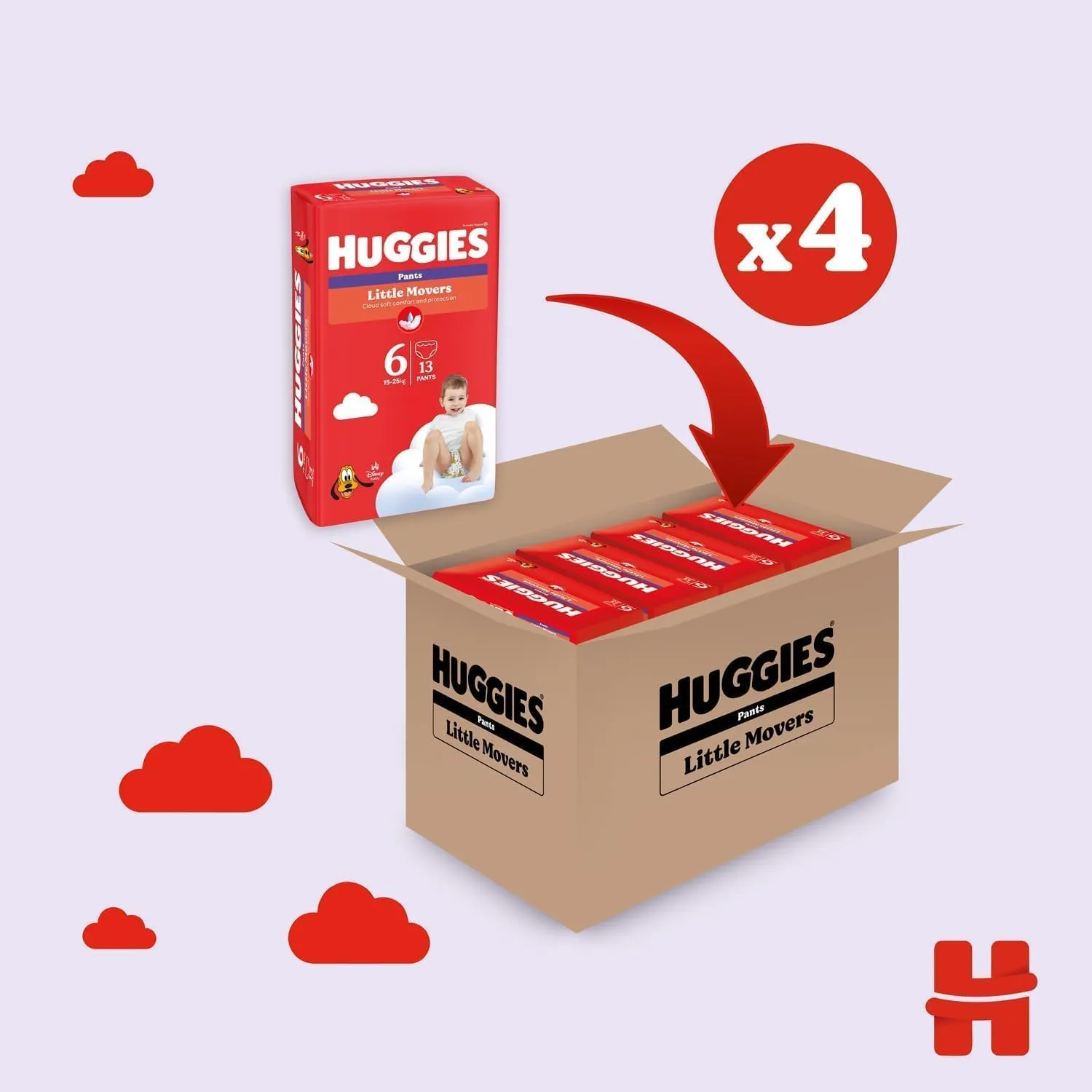 Huggies Little Movers Mutandina, Taglia 6 (15-25 Kg), 52 Pannolini - immagine 3