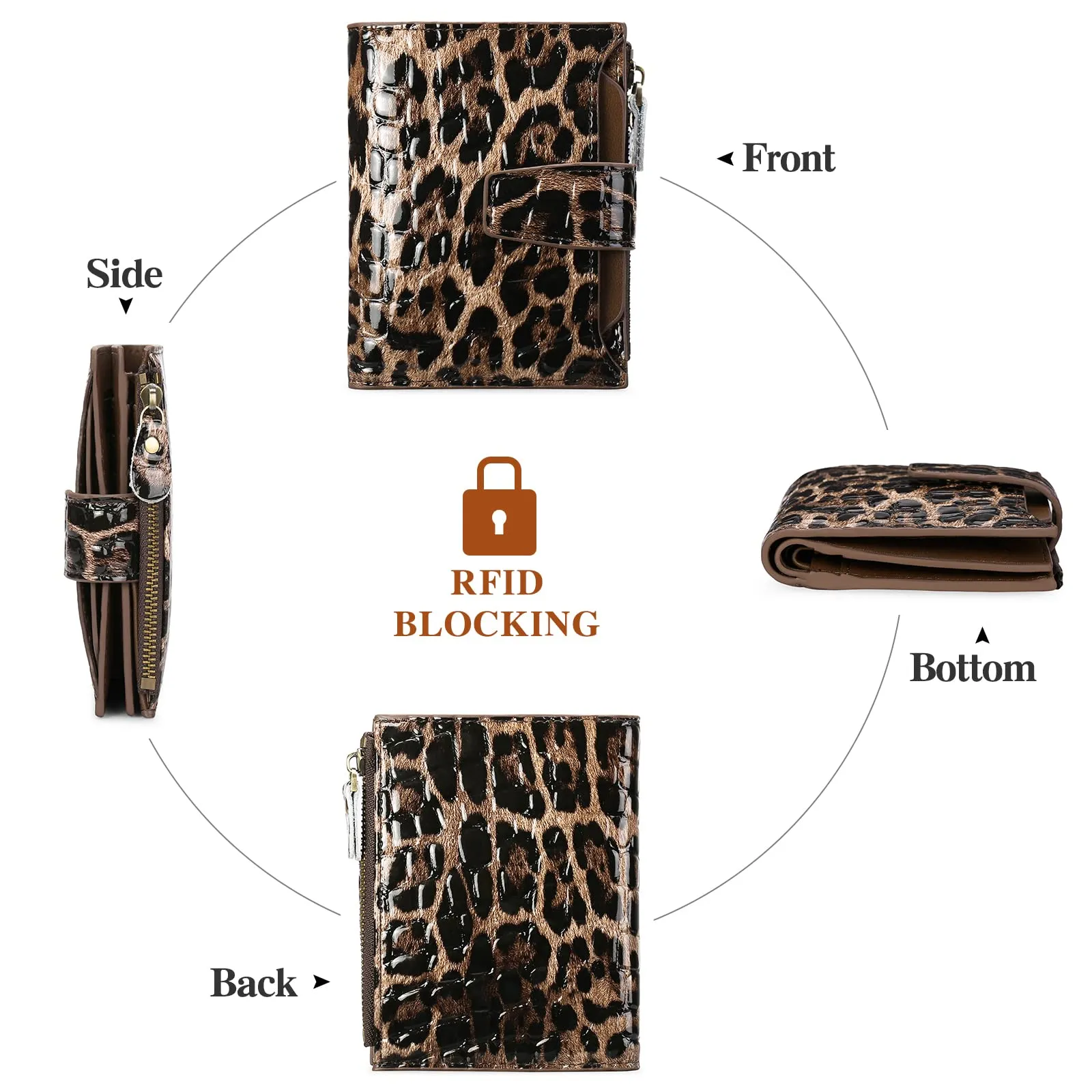SENDEFN Portafoglio Donna in Pelle con Blocco RFID, 14 Slot per Carte e Portamonete con Cerniera - immagine 7