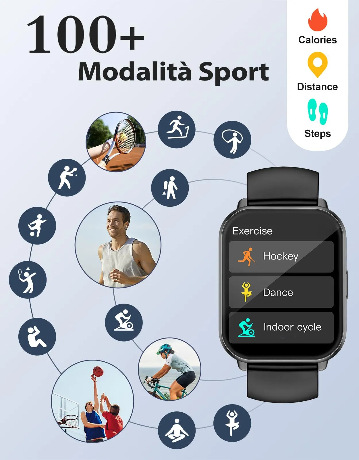 RUIMEN Smartwatch A3S Chiamate Bluetooth, Cardiofrequenzimetro, Saturimetro, IP68, Nero - immagine 2