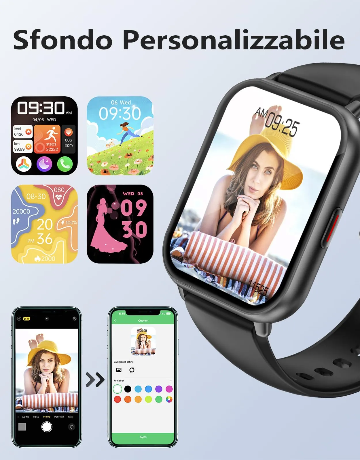 RUIMEN Smartwatch A3S Chiamate Bluetooth, Cardiofrequenzimetro, Saturimetro, IP68, Nero - immagine 4