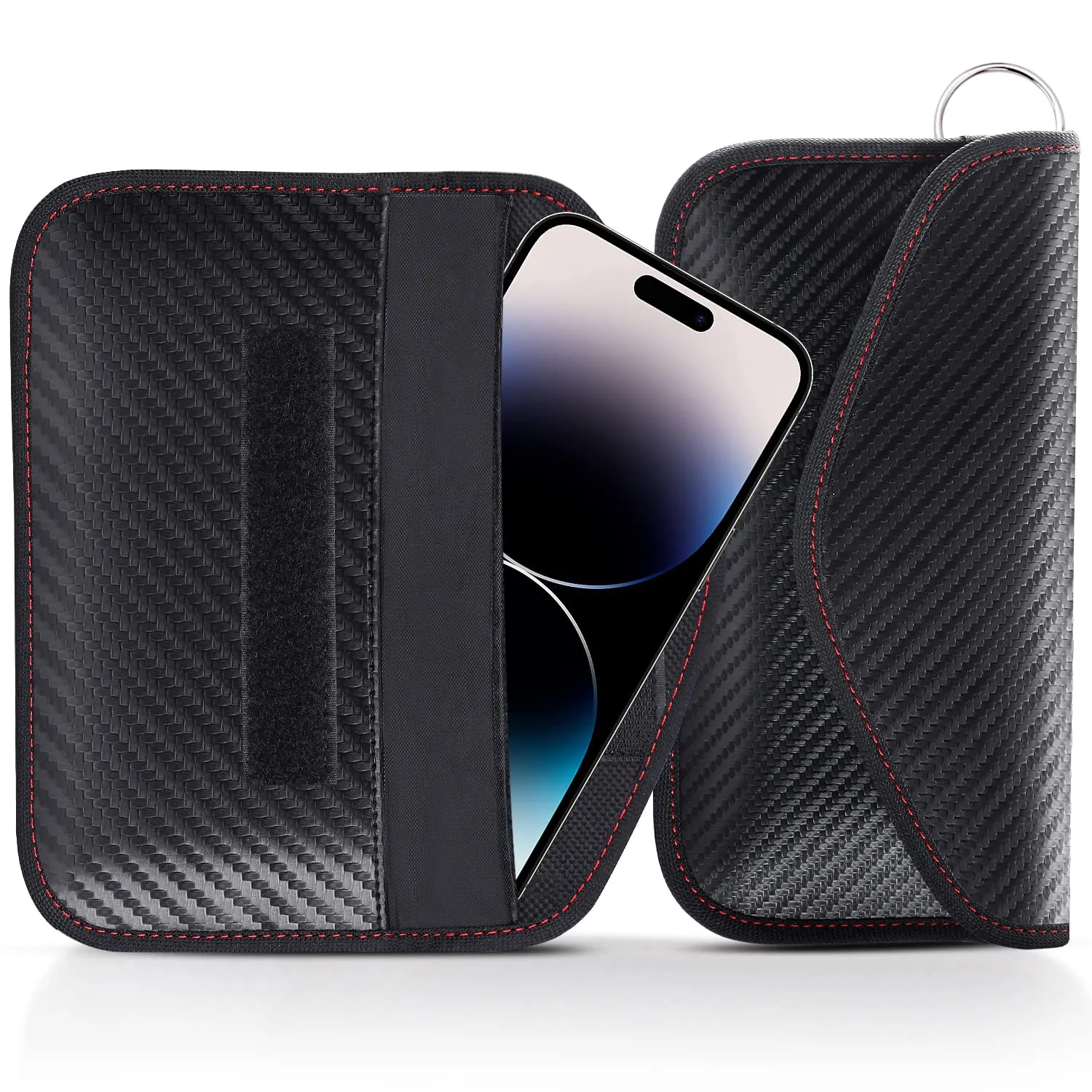 lanpard Borsa Faraday RFID, 2 Pezzi, Custodia Protezione per Chiavi Auto Keyless Go e Dispositivi, XL, Nero - immagine 1
