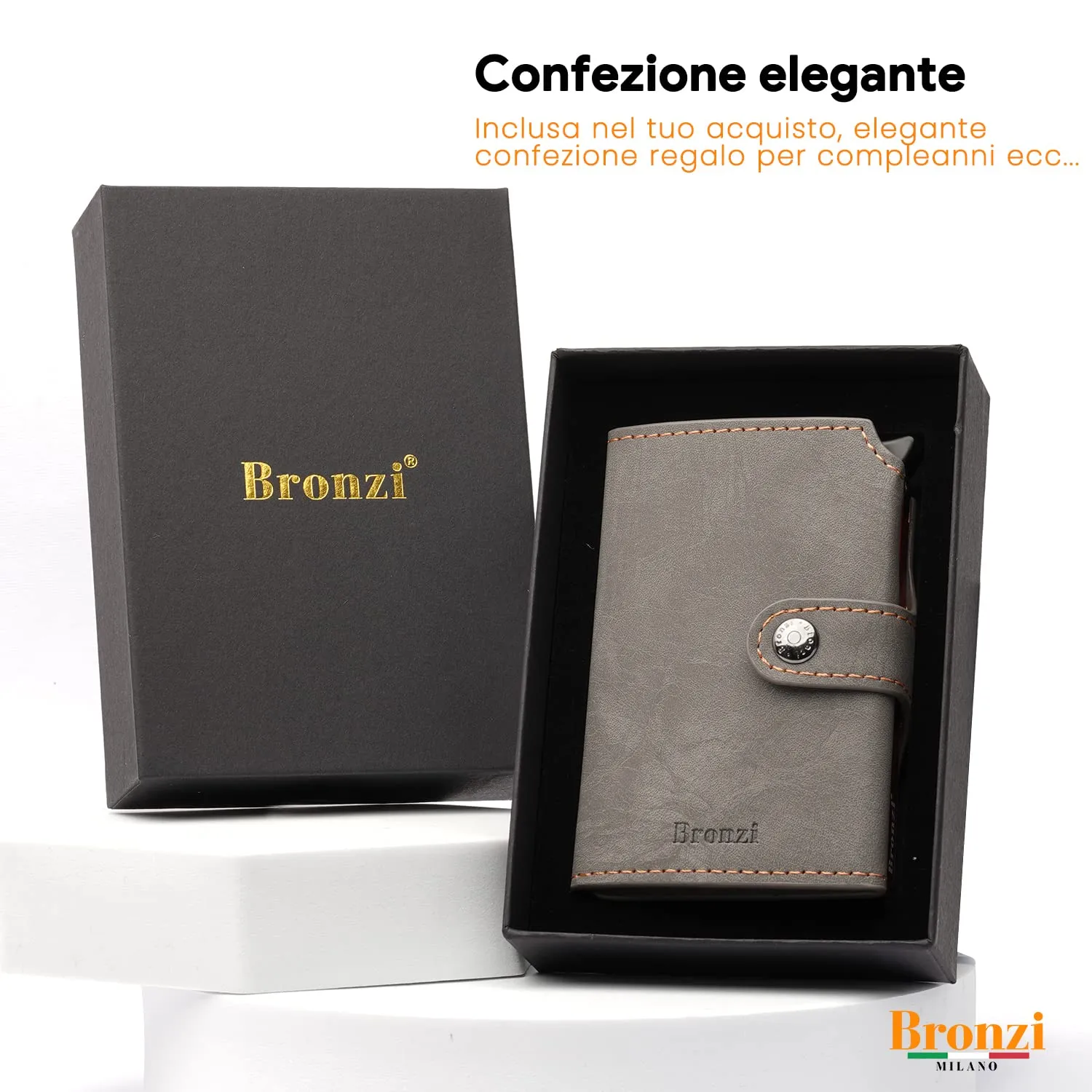 Bronzi Portafoglio Uomo Slim Piccolo in Vero Sughero, Portacarte con Protezione RFID, Modello Revelation - immagine 7