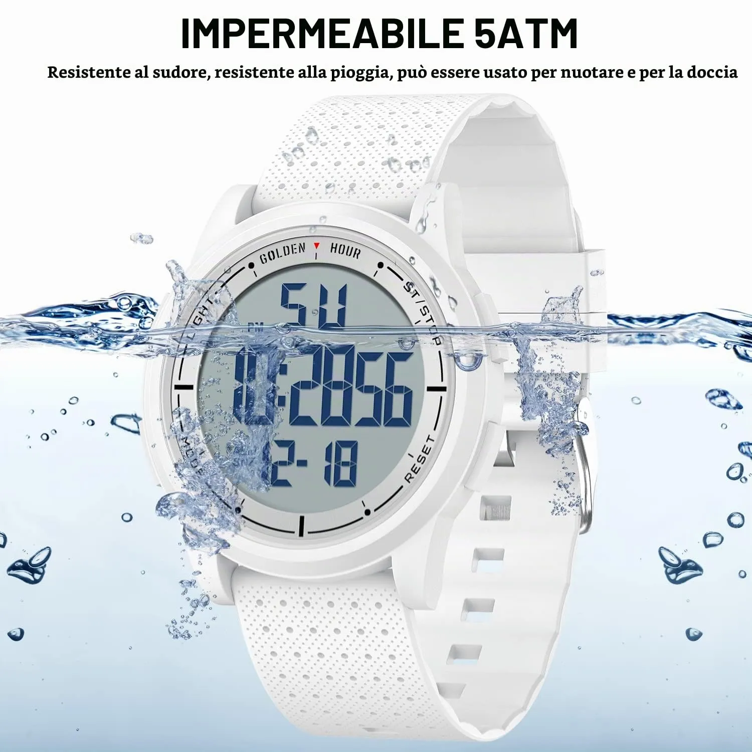GOLDEN HOUR GH-1313 Orologio Digitale Ultra-Sottile Minimalista Sport Impermeabile Unisex - immagine 4