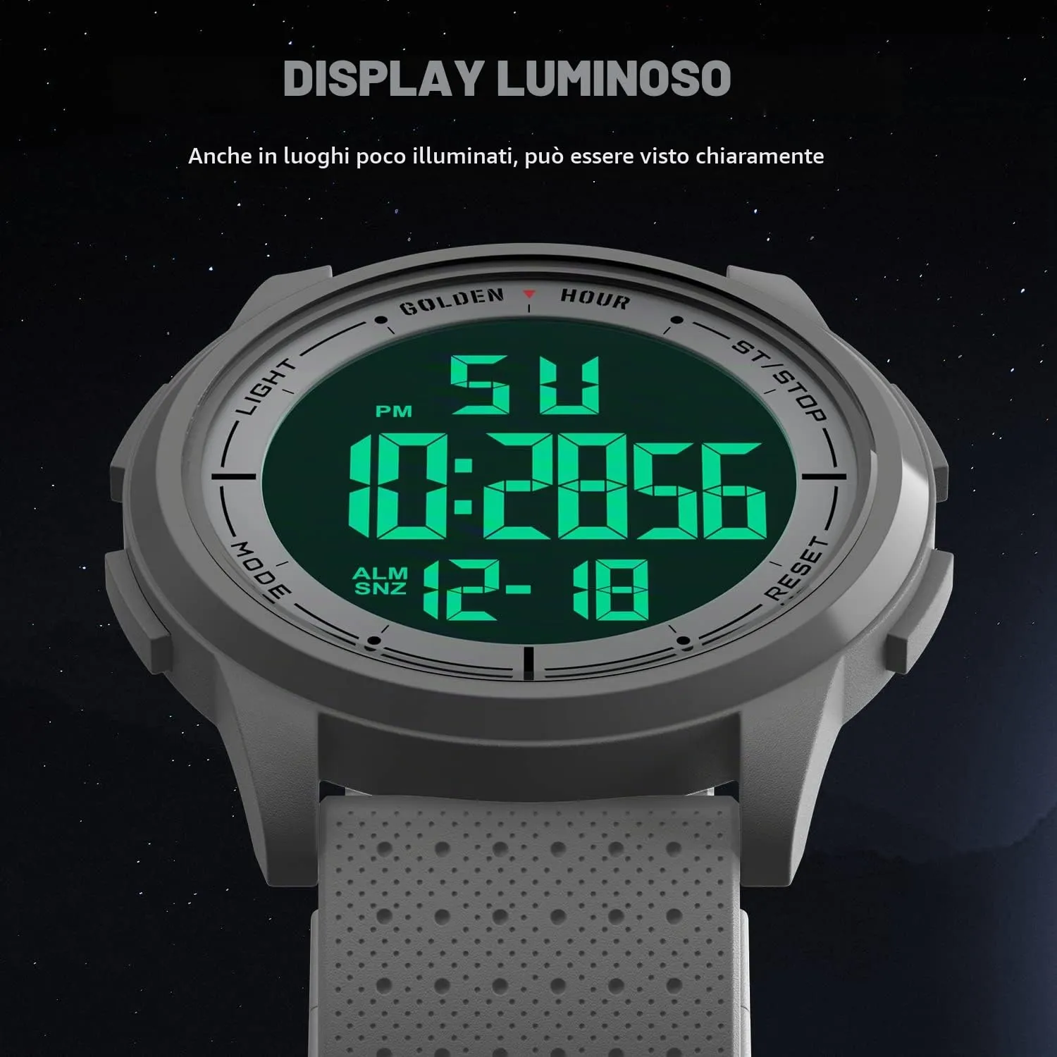 GOLDEN HOUR GH-1313 Orologio Digitale Ultra-Sottile Minimalista Sport Impermeabile Unisex - immagine 5