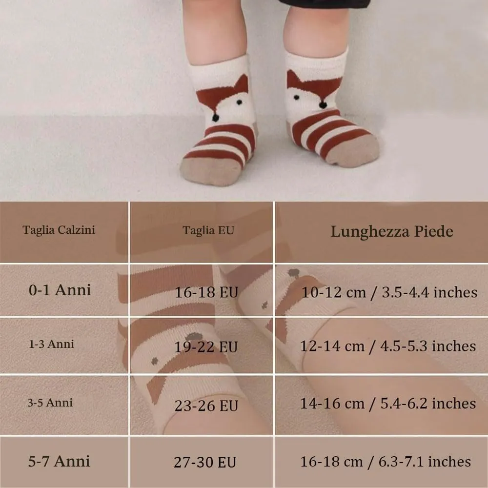 FedMois Calzini Antiscivolo in Cotone per Bimbi, Motivi Animali Pinguino, 0-1 Anno, 5 Paia - immagine 7