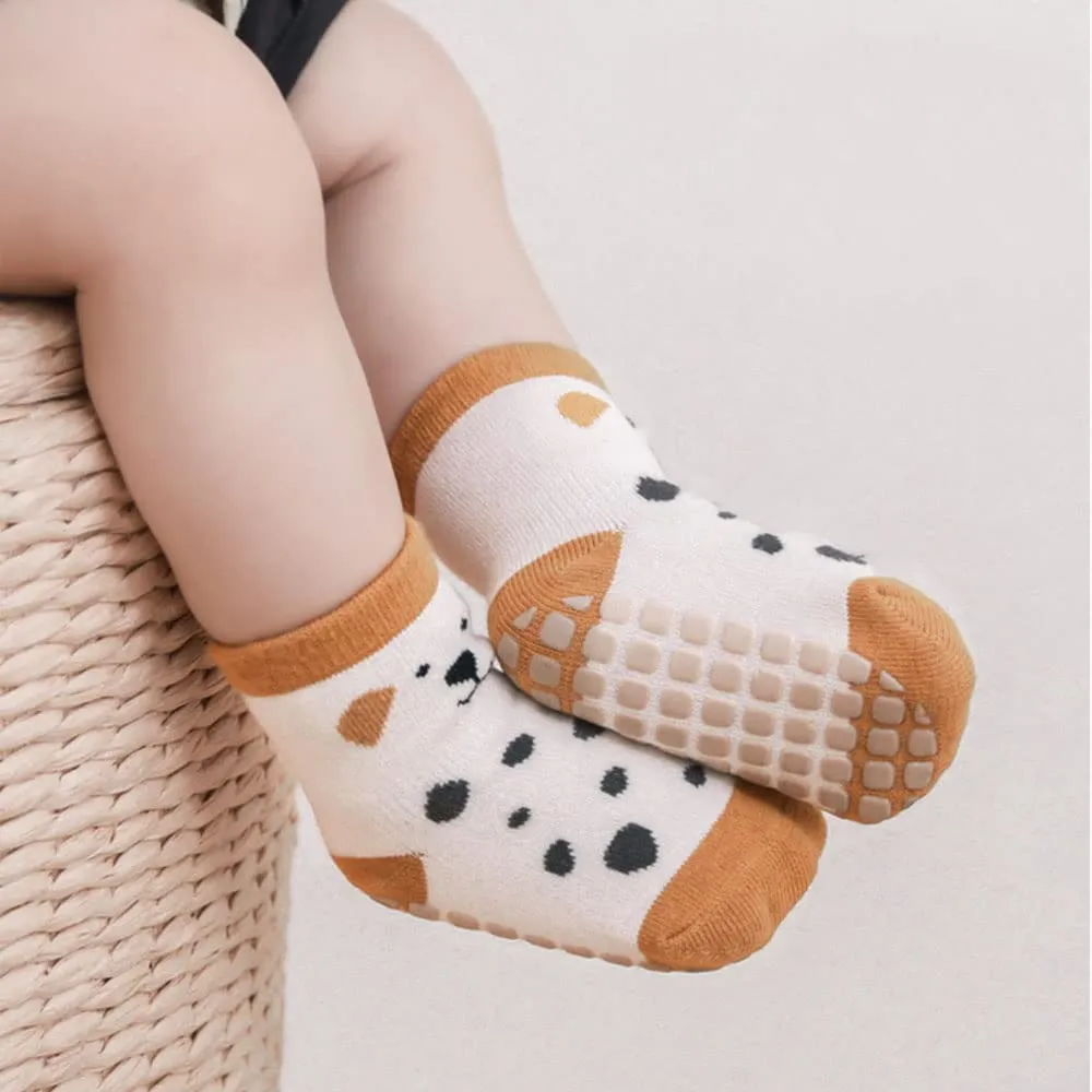 FedMois Calzini Antiscivolo in Cotone per Bambini, Motivi Animali Pinguino, 5 Paia, 3-5 anni - immagine 2