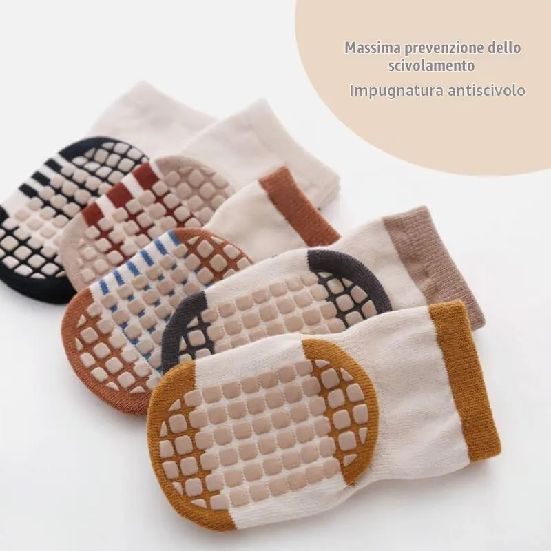 FedMois Calzini Antiscivolo in Cotone per Bambini, Motivi Animali Pinguino, 5 Paia, 1-3 Anni - immagine 4