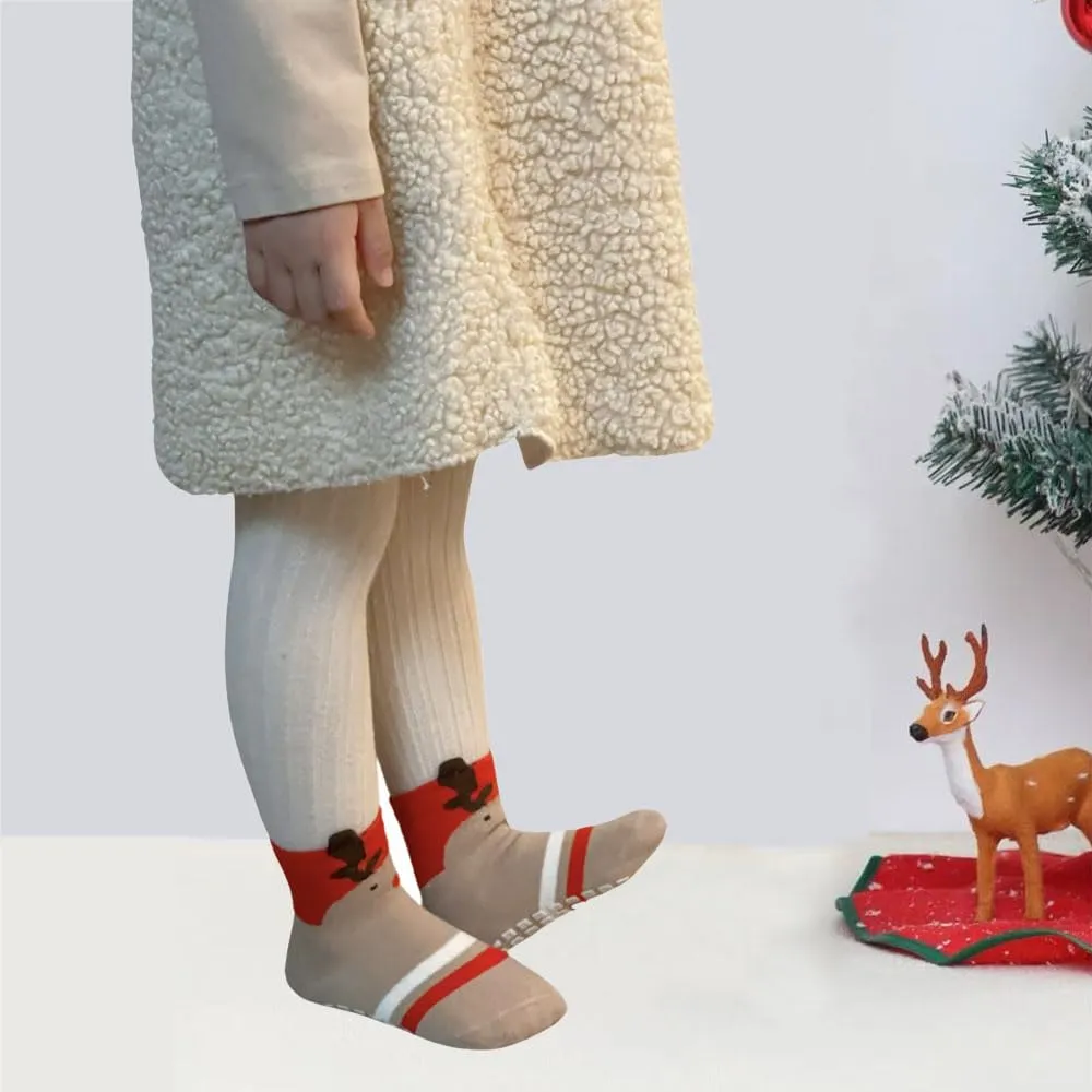 FedMois Calzini Antiscivolo in Cotone per Bambini, Motivi Animali Natalizi, 5 Paia, 1-3 Anni - immagine 3