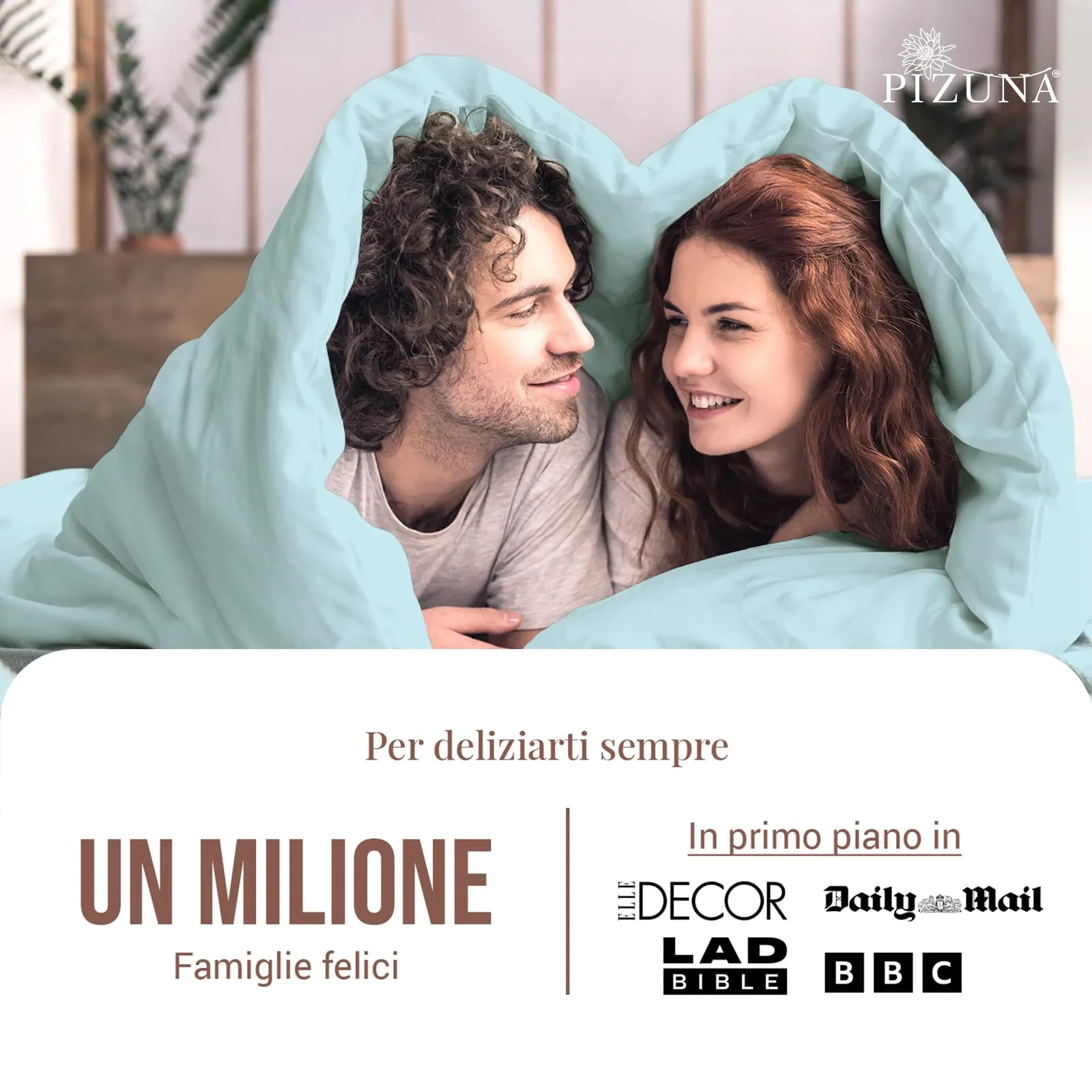 Pizuna Linens Set Copripiumino in Cotone Sateen 400 Fili, 200x200 cm, Blu, 3 Pezzi - immagine 4
