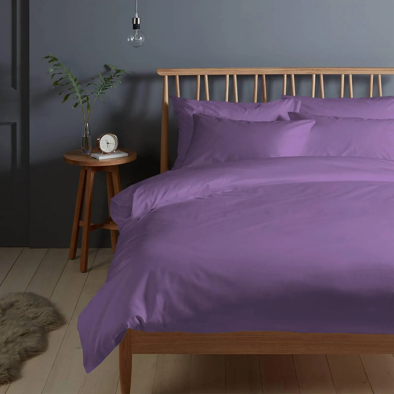 Pizuna Linens Set Copripiumino in Cotone 400 Fili, Trama Sateen, Viola, 200x200 cm, 3 Pezzi - immagine 1