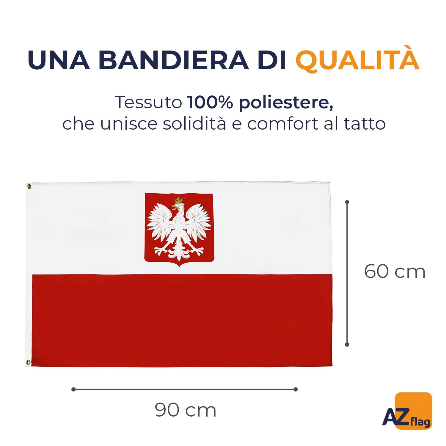 AZ FLAG Bandiera Polonia con Aquila, 90x60 cm, Poliestere, 2 Occhielli - immagine 2