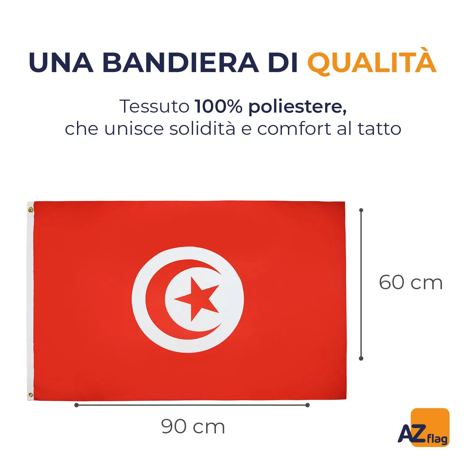 AZ FLAG Bandiera Tunisia 90x60 cm Poliestere con 2 Occhielli - immagine 2