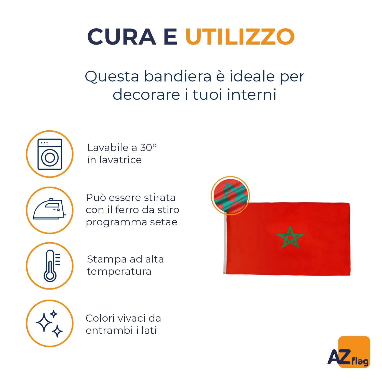 AZ FLAG Bandiera Marocco 90x60 cm in Poliestere con 2 Occhielli - immagine 5