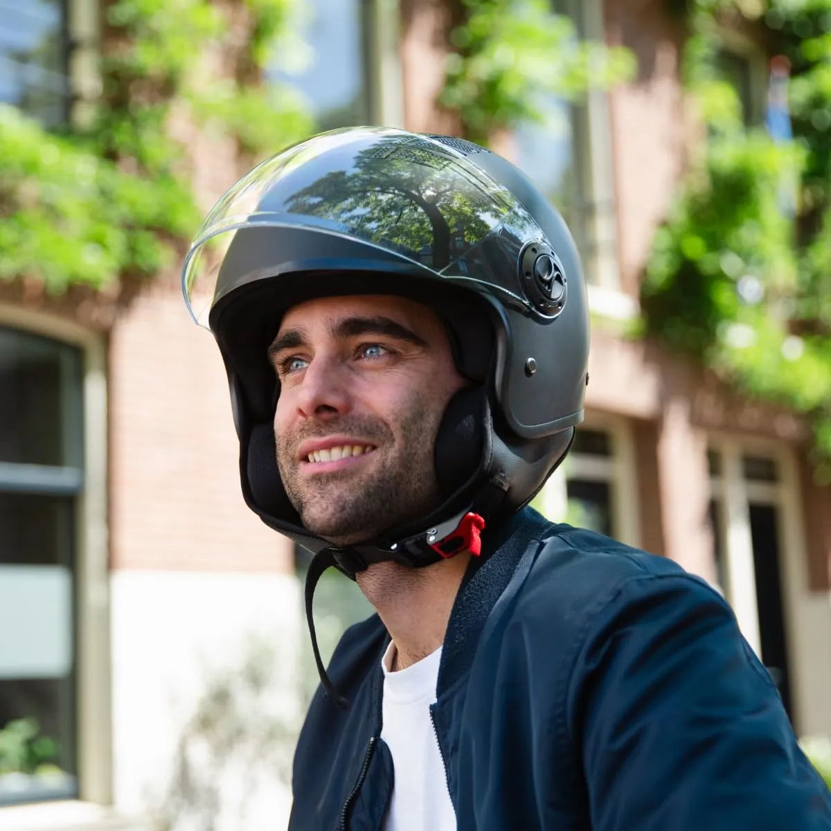 Vinz Como Casco Jet con Visiera ECE 22.06 - Nero Opaco - immagine 8