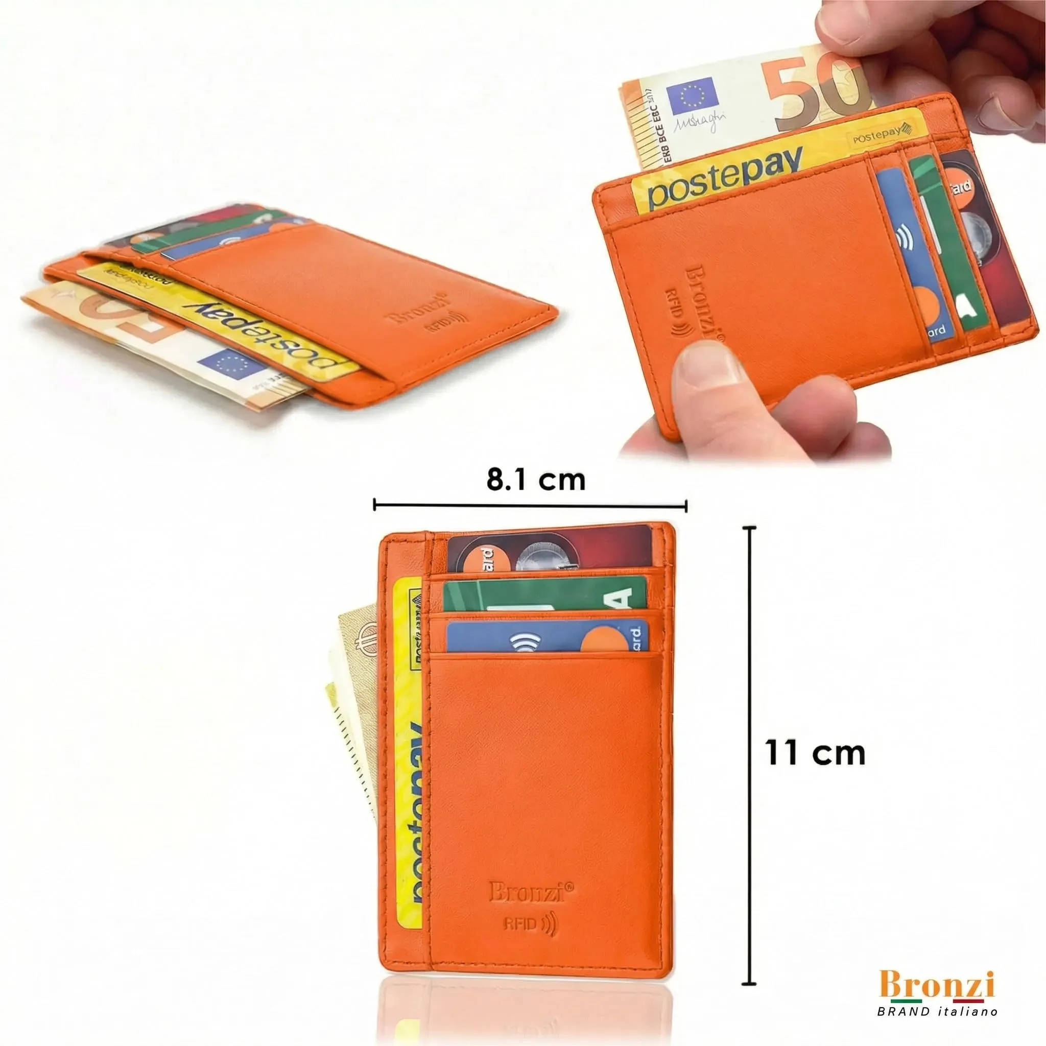 Bronzi Portafoglio Uomo Slim Piccolo con Protezione RFID e Portamonete - immagine 2
