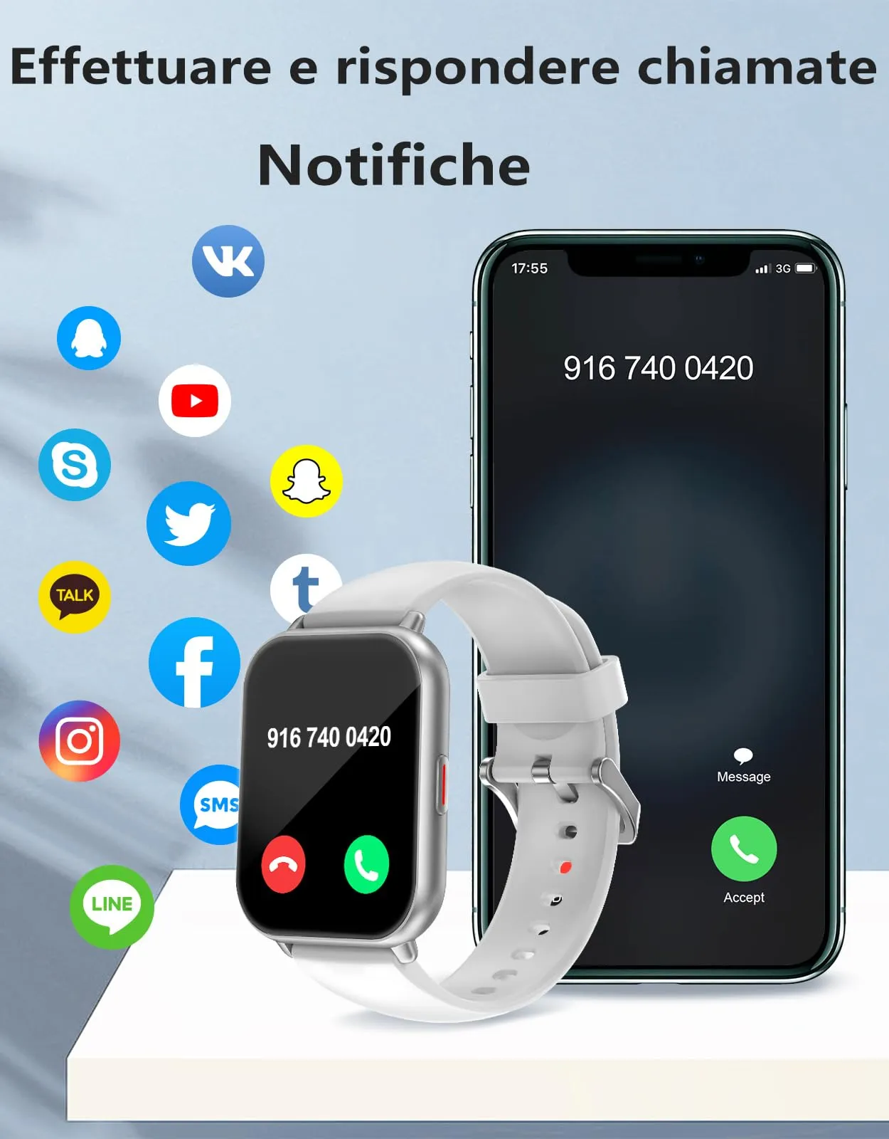 RUIMEN Smartwatch Uomo Donna, Chiamate Bluetooth, Fitness Tracker, Frequenza Cardiaca, SpO2, Waterproof, Grigio - immagine 4