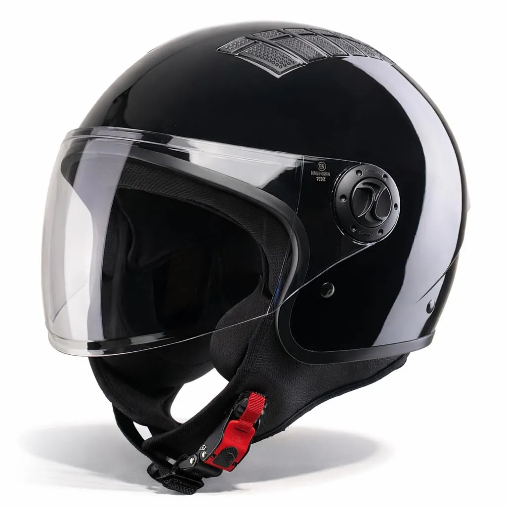 Vinz Como Casco Jet con Visiera ECE 22.06 - Nero, XS - immagine 1