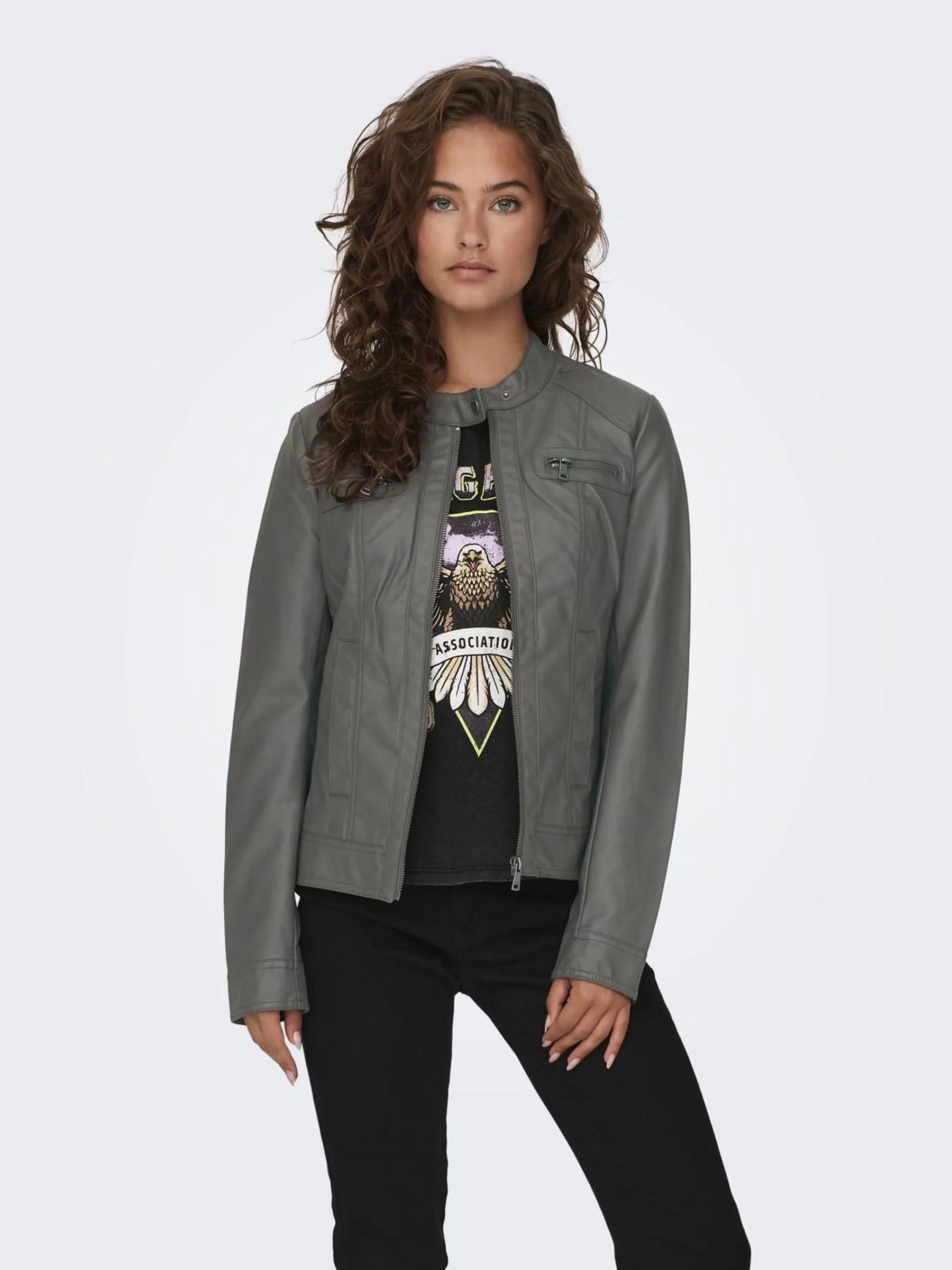 ONLY Bandit Biker Giacca in Finta Pelle, Plum Kitten, XS Donna - immagine 2