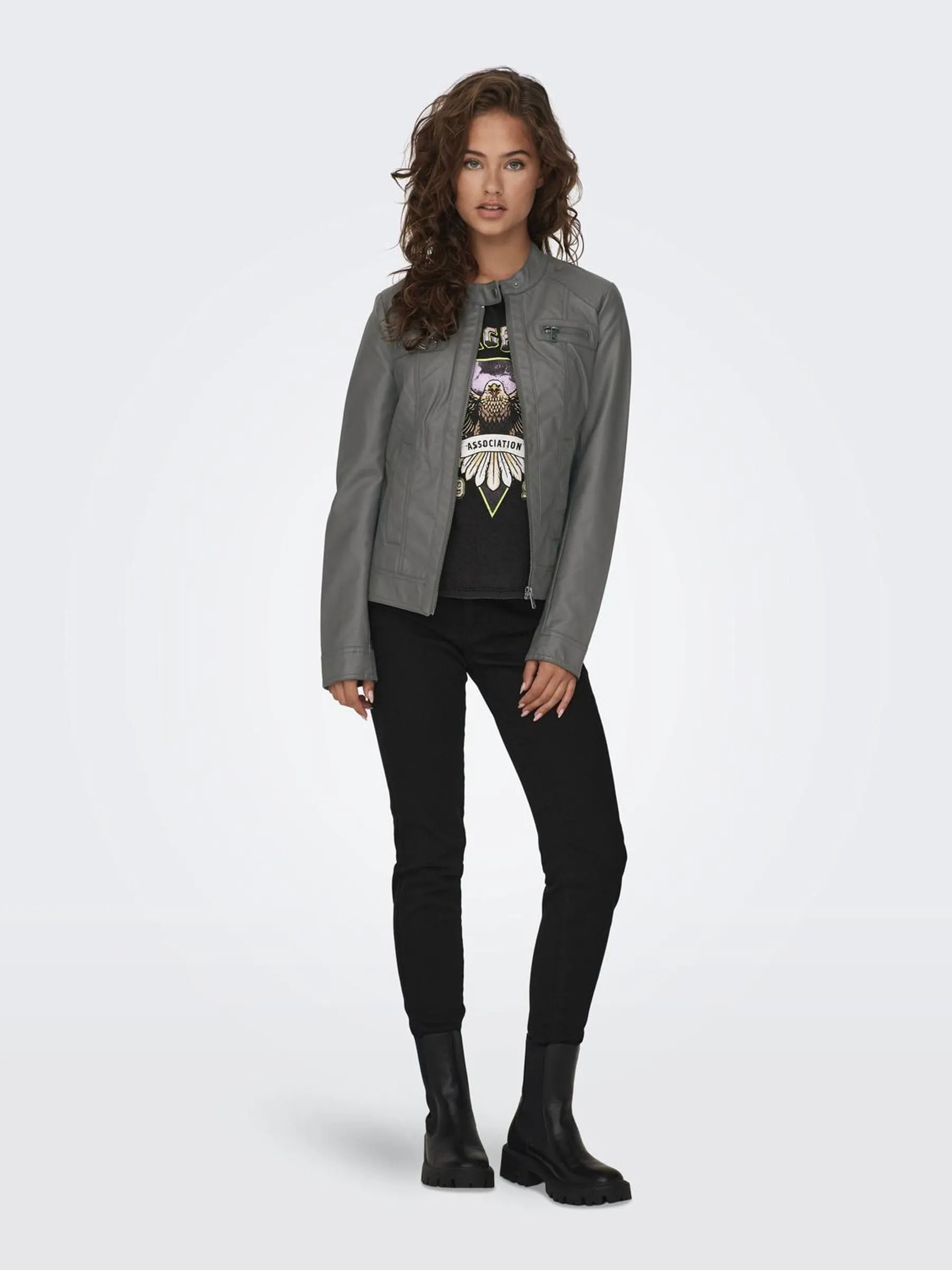 ONLY Bandit Biker Giacca in Finta Pelle, Plum Kitten, XS Donna - immagine 6