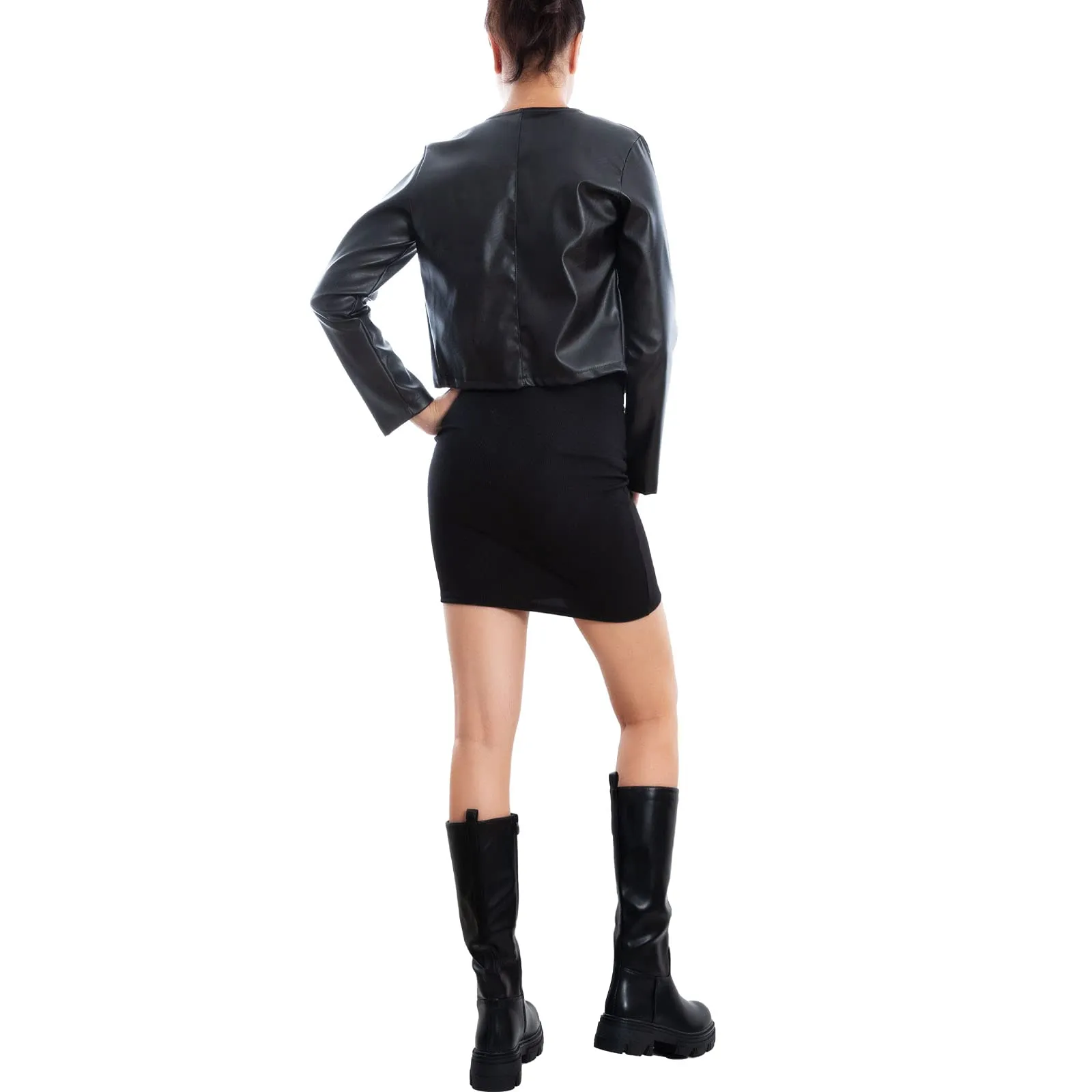 Toocool Giacca Donna Corta Ecopelle Bolero VI-2601 Nero Taglia Unica - immagine 2