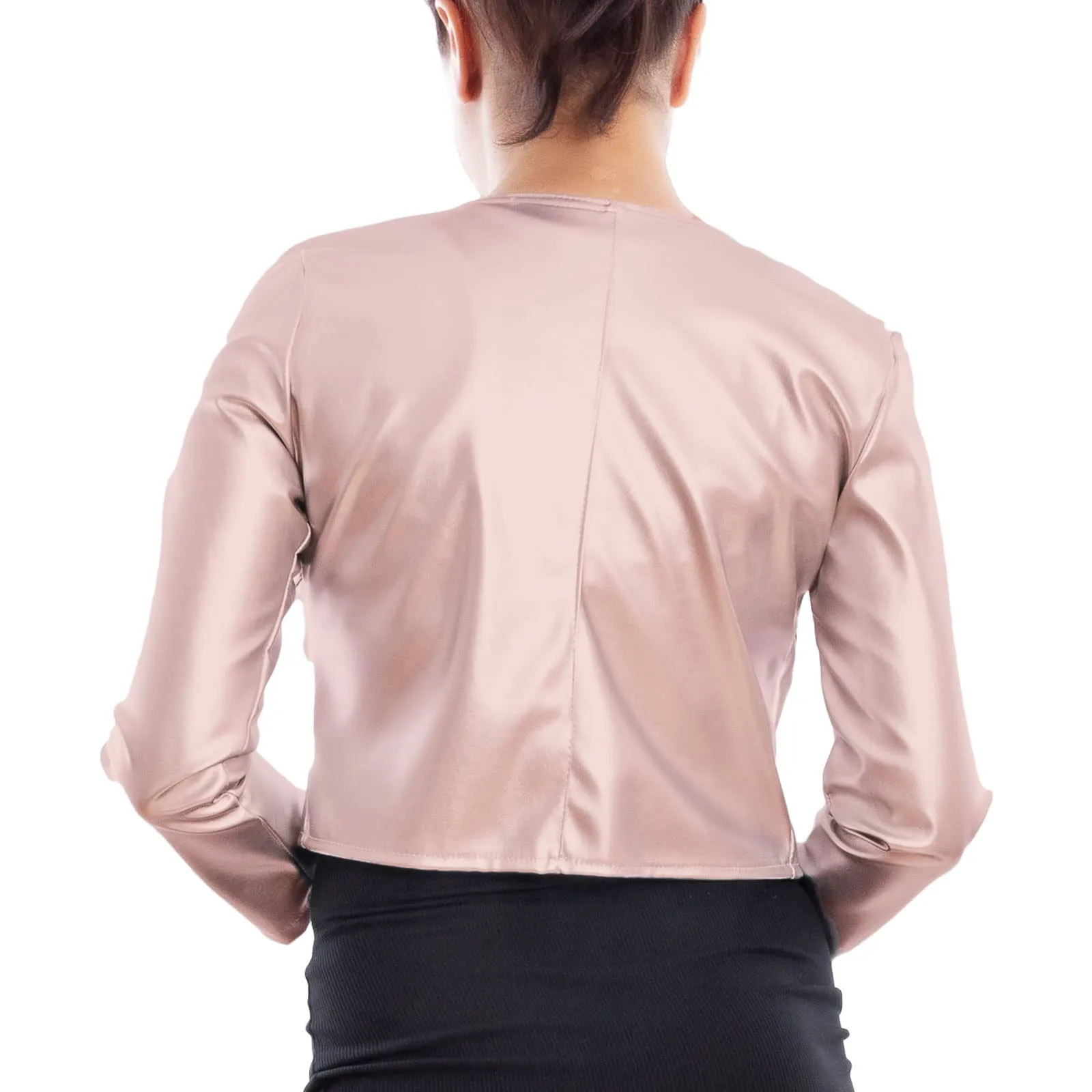 Toocool Giacca Donna Corta Ecopelle Bolero VI-2601 Rosa Perlato Taglia Unica - immagine 2