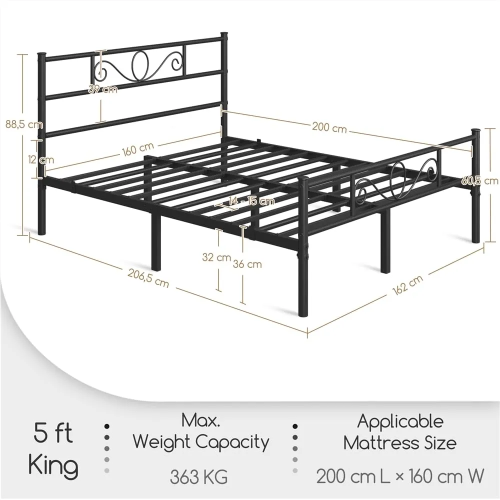Yaheetech Struttura Letto Matrimoniale in Ferro 160 x 200 cm - immagine 2