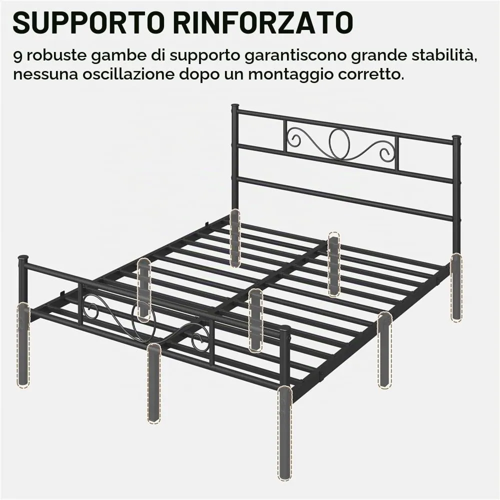 Yaheetech Struttura Letto Matrimoniale in Ferro 160 x 200 cm - immagine 4