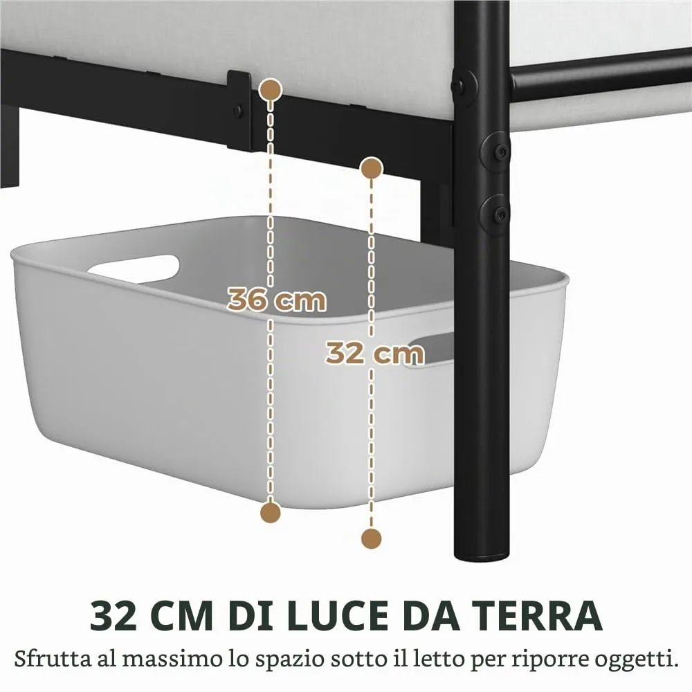Yaheetech Struttura Letto Matrimoniale in Ferro 160 x 200 cm - immagine 7