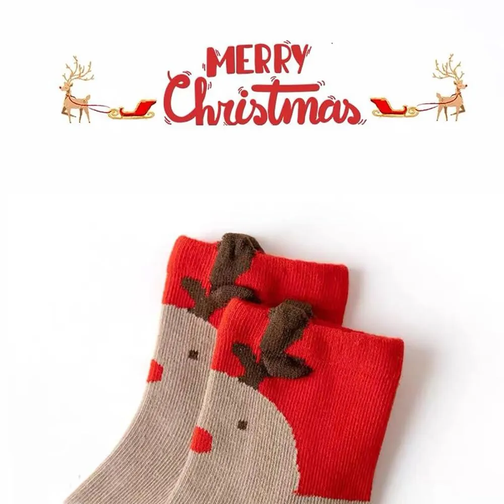 FedMois Calzini Antiscivolo in Cotone per Bambini, Motivi Animali Natale, 0-12 Mesi, 5 Paia - immagine 7