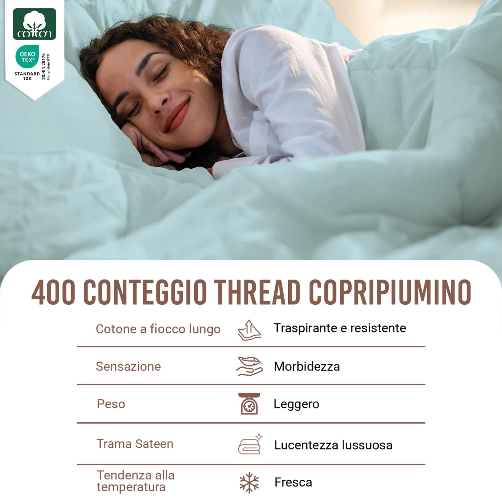Pizuna Linens Set Copripiumino Singolo in Cotone 400 fili, 150x200 cm, Blu, 2 Pezzi - immagine 2