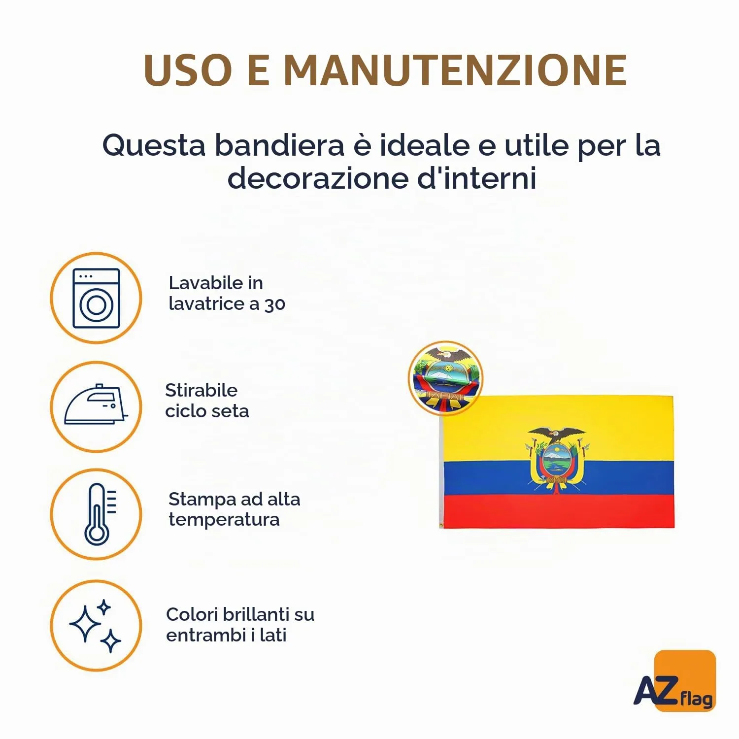 AZ FLAG Bandiera Ecuador 90x60 cm in Poliestere con 2 Occhielli - immagine 5