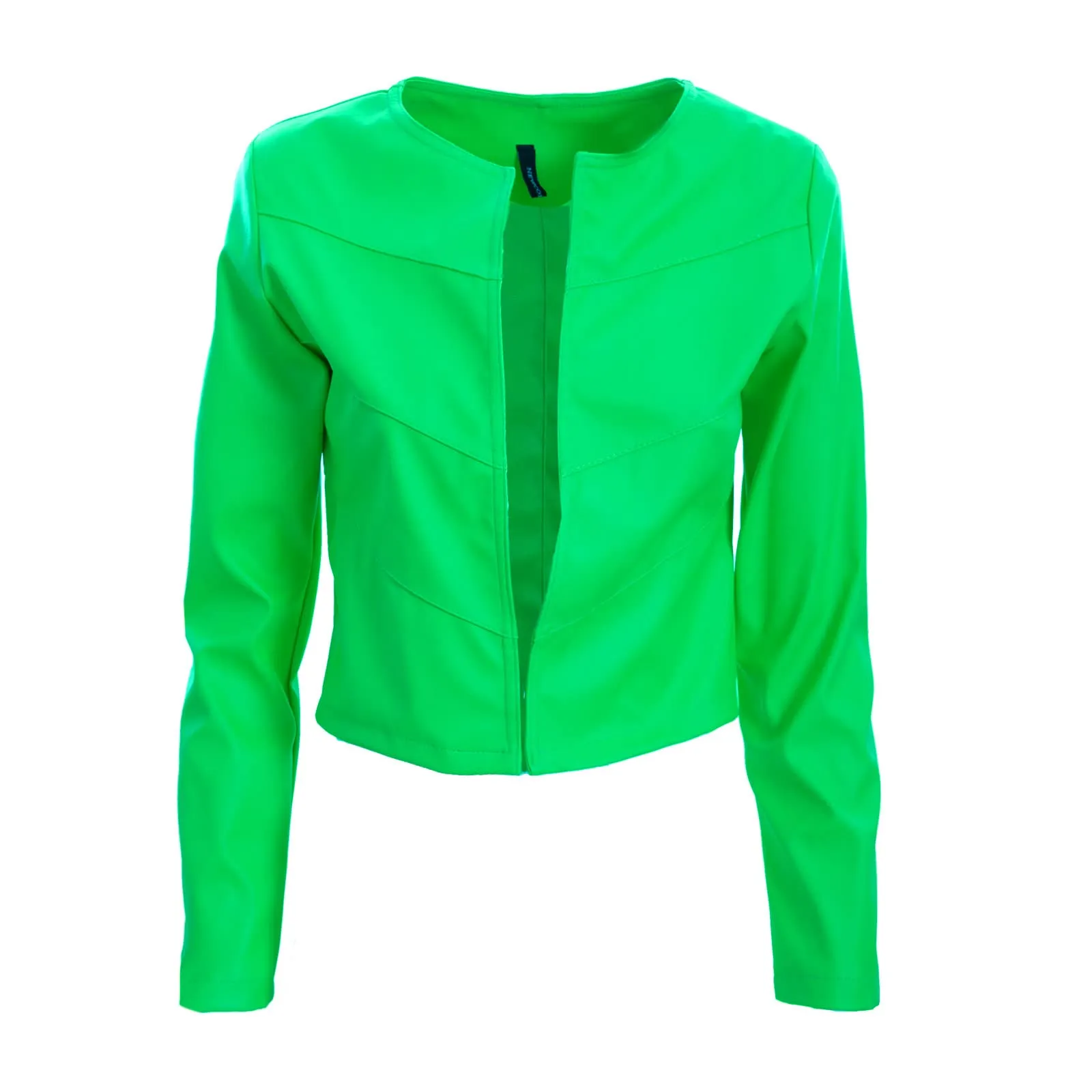 Toocool Giacca Donna Corta Ecopelle Bolero Senza Chiusura VI-2601 Verde Fluo Taglia Unica - immagine 1