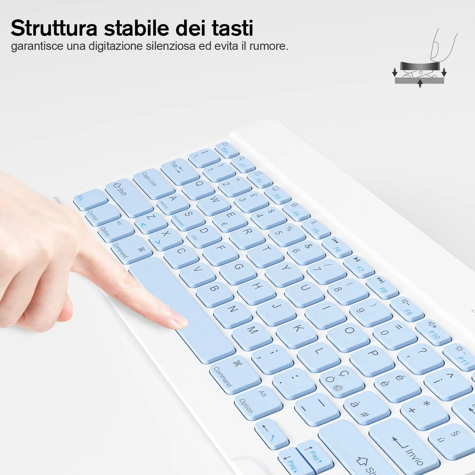 HZD Tastiera Wireless Bluetooth Universale Ultra Sottile Ricaricabile - immagine 5