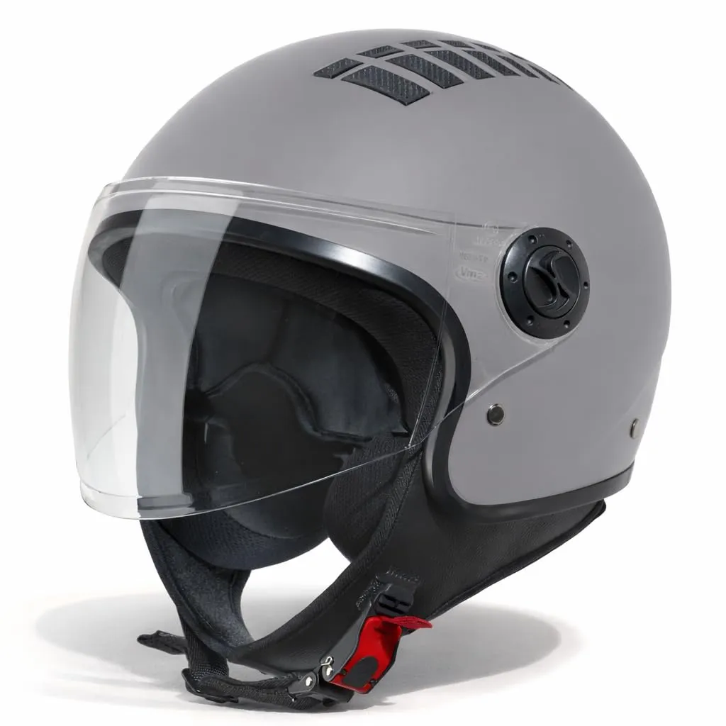 Vinz Como Casco Jet con Visiera ECE 22.06 - Titanio, Taglia M - immagine 1