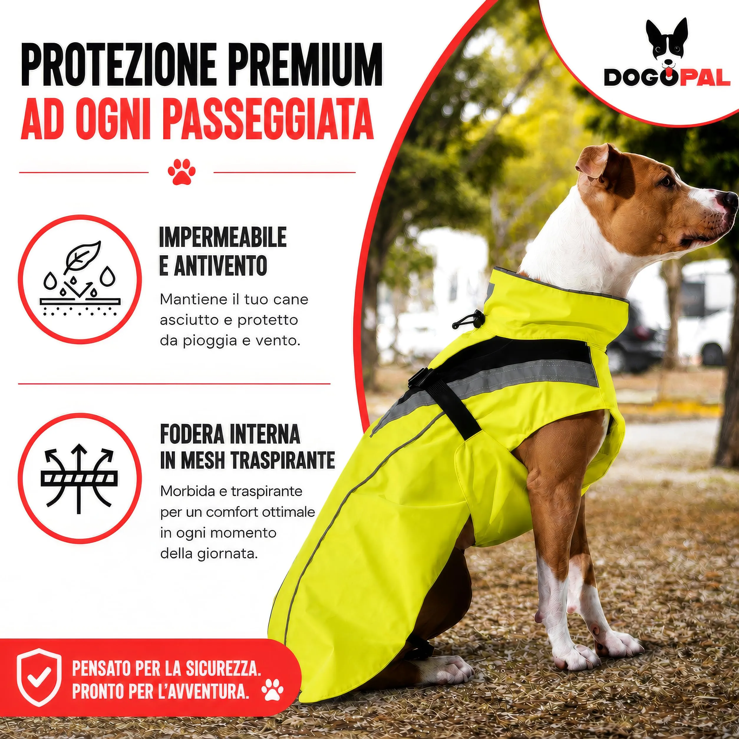 DOGOPAL Impermeabile per Cane Riflettente con Apertura per Guinzaglio, Giallo, XXL - immagine 8