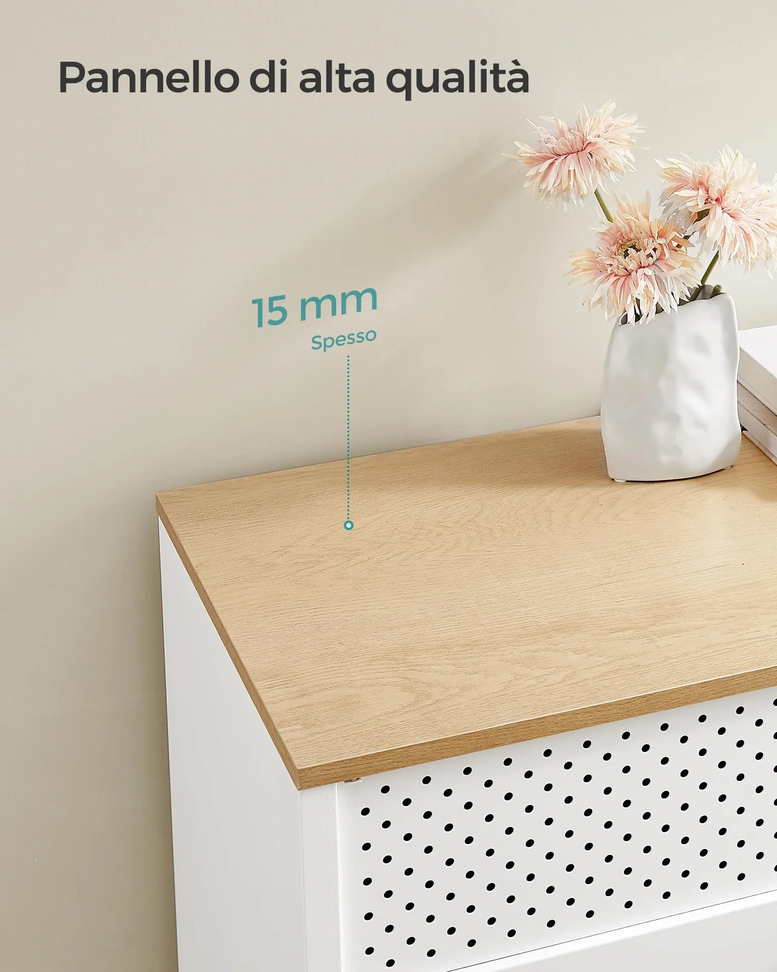SONGMICS Mobiletto Contenitore Credenza in Metallo, Doppia Anta con Chiusura Magnetica, Ripiani Regolabili, 40 x 80 x 76 cm, Beige Naturale e Bianco Nuvola LSC102W57 - immagine 6