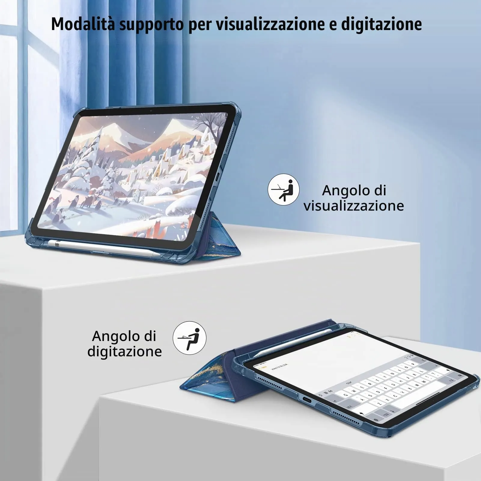 FINTIE Cover for iPad 11th Gen 11" (2025) and iPad 10th Gen 10.9" (2022) - Animalier Pattern, Blue - immagine 3