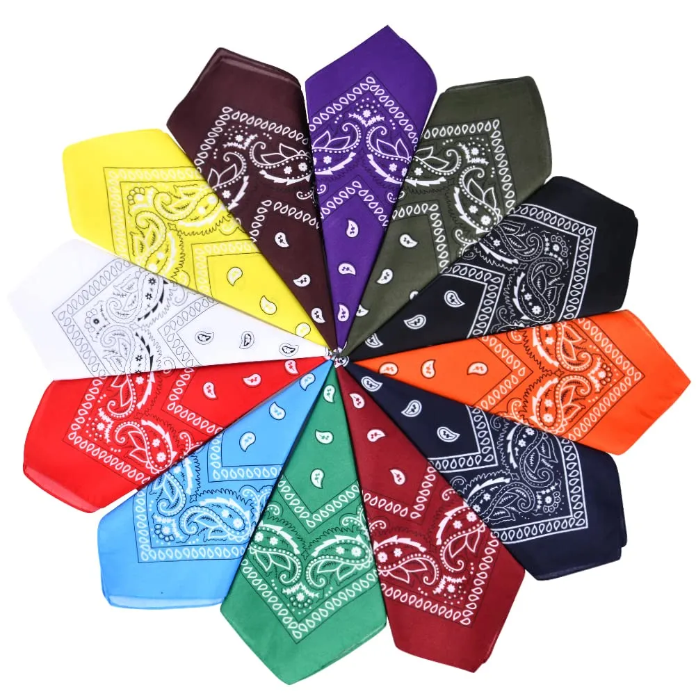 Aomig Set di 12 Bandane Paisley Multicolori in Poliestere, 55 x 55 cm - immagine 1