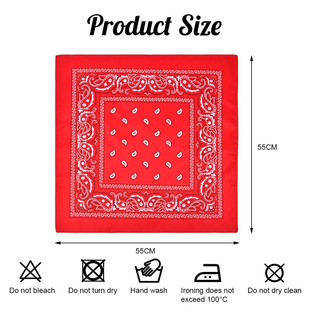 Aomig Set di 12 Bandane Paisley Multicolori in Poliestere, 55 x 55 cm - immagine 2