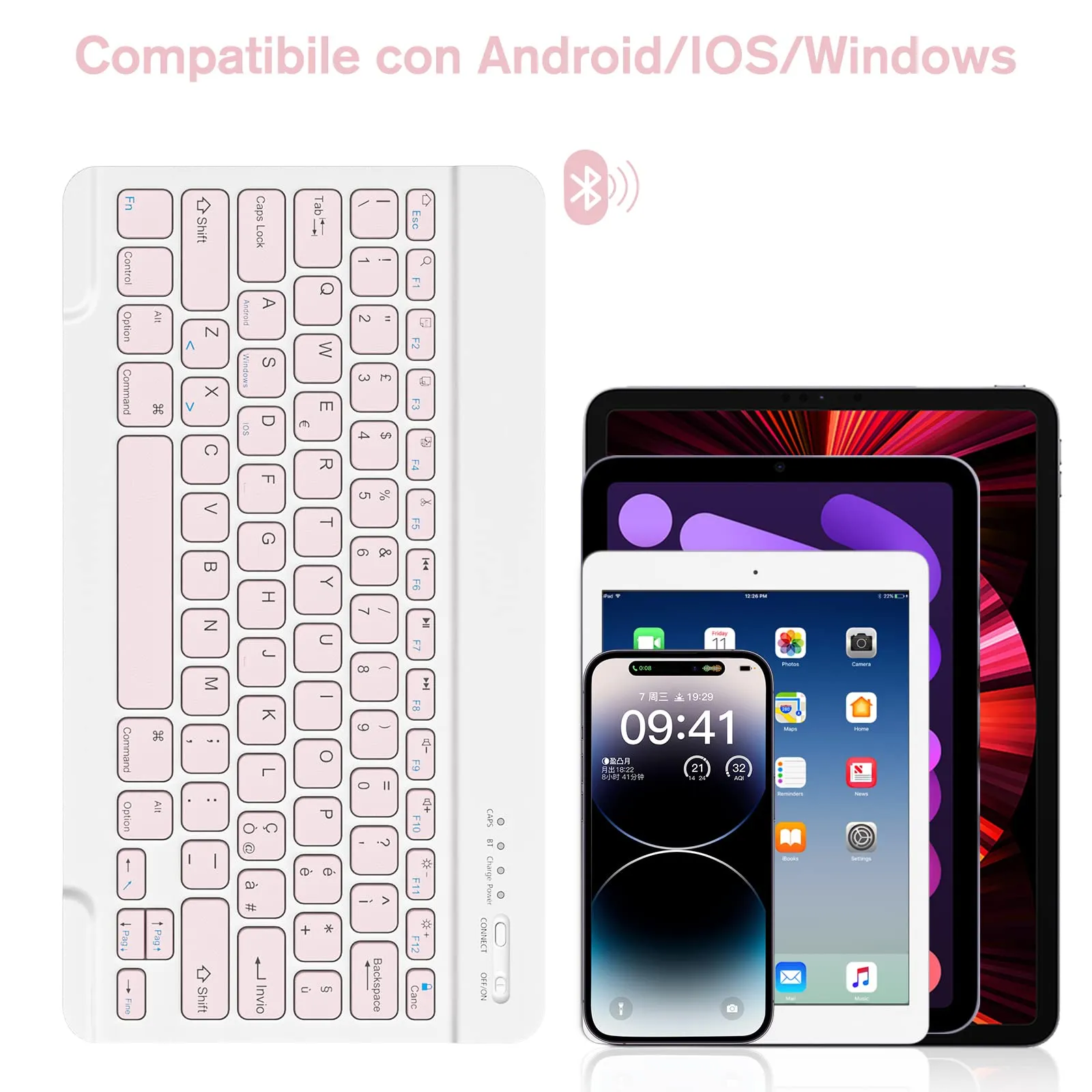HZD Tastiera Wireless Bluetooth Universale Ultra Sottile Ricaricabile - immagine 3