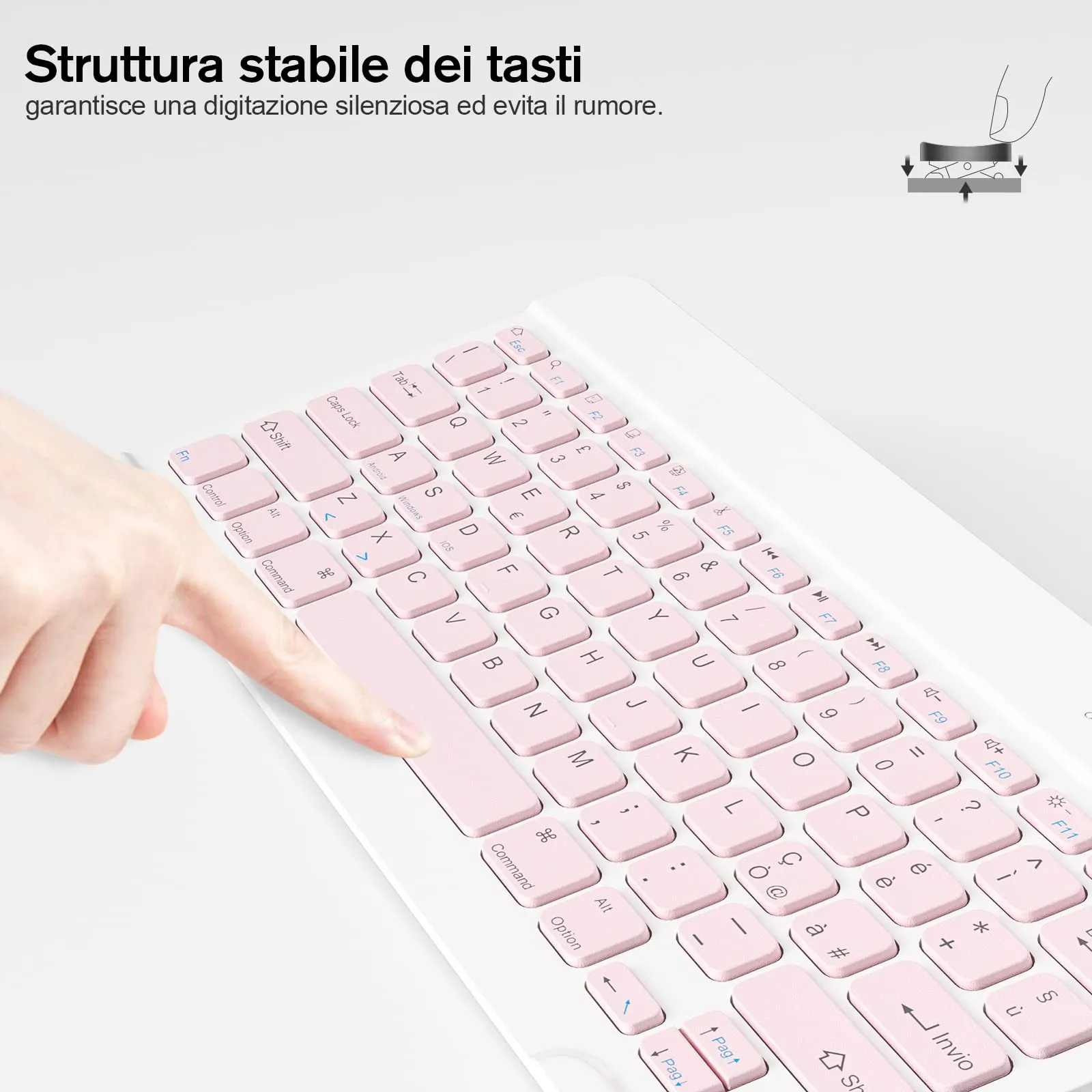 HZD Tastiera Wireless Bluetooth Universale Ultra Sottile Ricaricabile - immagine 5